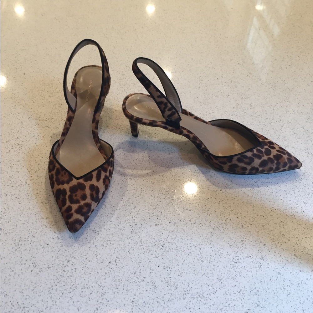 Leopard kitty heel sling backpacks